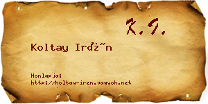 Koltay Irén névjegykártya